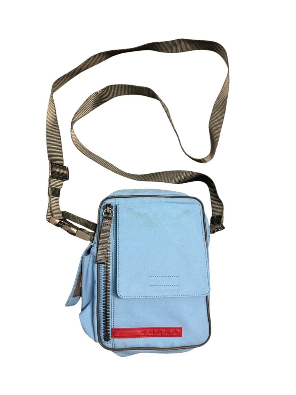 VINTAGE Y2K PRADA LINEA ROSSA OCEAN BLUE S/S 2000 NYLON SPORT CROSSBODY BAG